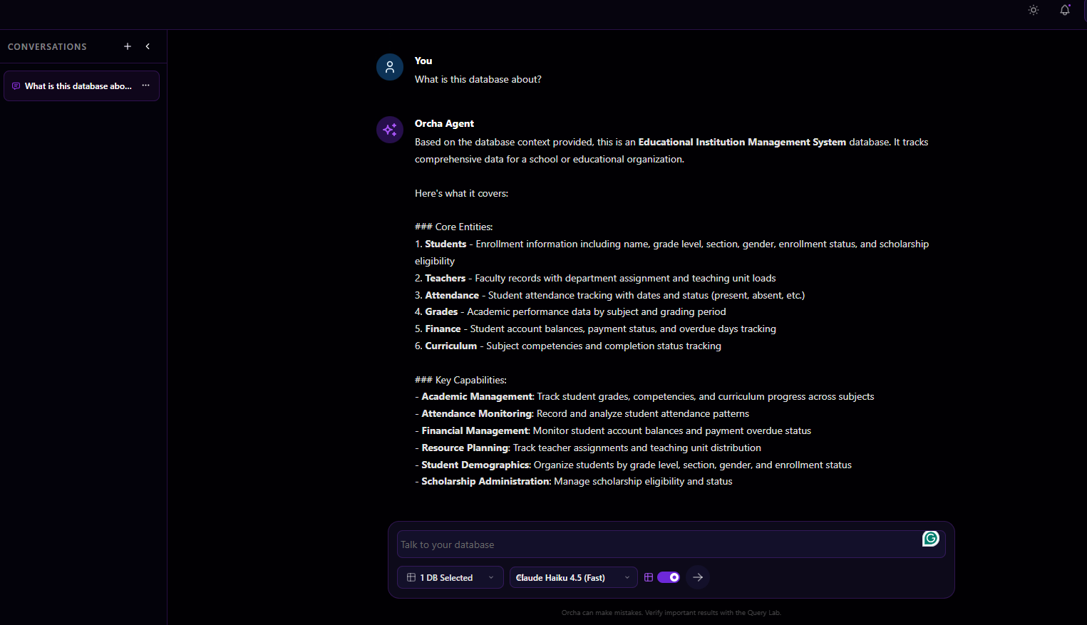 Conversational Database Chatting Interface